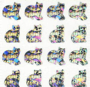 Wholesale - Pack of 12 Prismatic Stickers - Micro Silver Cats