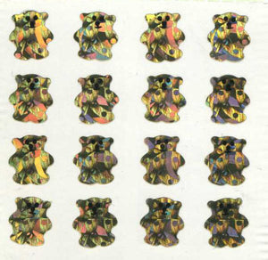 Wholesale - Roll of Prismatic Stickers - Micro Gold Teddies