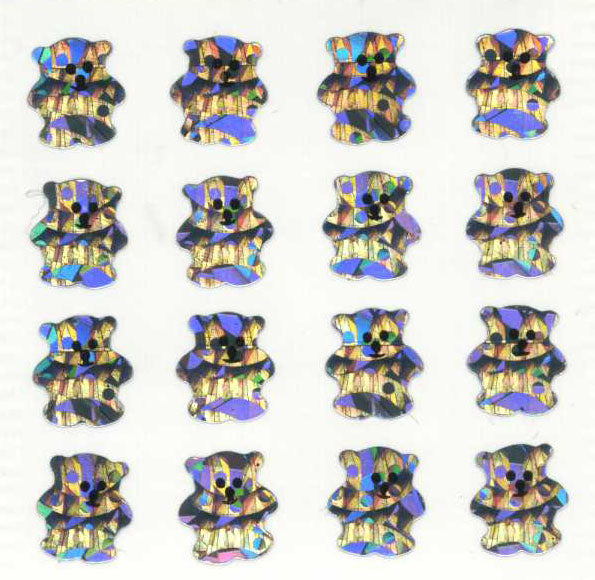 Wholesale - Roll of Prismatic Stickers - Micro Silver Teddies