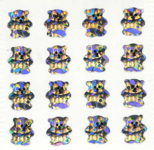 Wholesale - Pack of 12 Prismatic Stickers - Micro Silver Teddies