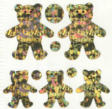 Load image into Gallery viewer, Wholesale - Pack of 12 Prismatic Stickers - 5 Gold Teddies