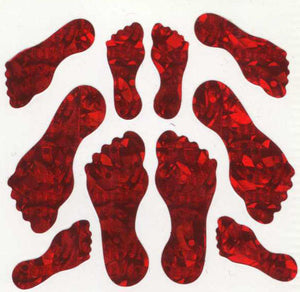 Wholesale - Pack of 12 Prismatic Stickers - Red Feet