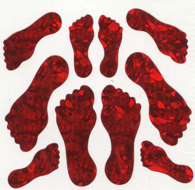 Wholesale - Roll of Prismatic Stickers - Red Feet