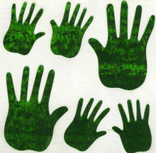 Load image into Gallery viewer, Wholesale - Pack of 12 Prismatic Stickers - Green Hands