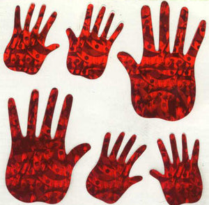 Wholesale - Pack of 12 Prismatic Stickers - Red Hands