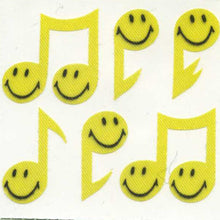 Load image into Gallery viewer, Wholesale - Roll of Silkie Stickers - Smiley Musical Notes