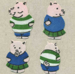 Wholesale - Pack of 12 Furrie Stickers - Boy & Girl Piggies