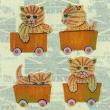 Load image into Gallery viewer, Wholesale - Pack of 12 Pearlie Stickers - Kittens In Train