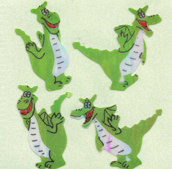 Wholesale - Roll of Pearlie Stickers - Funny Dragons