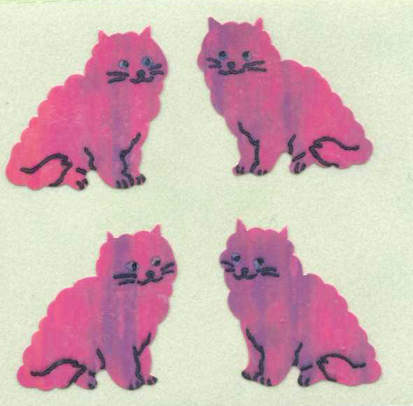 Wholesale - Roll of Pearlie Stickers - Pink Cats