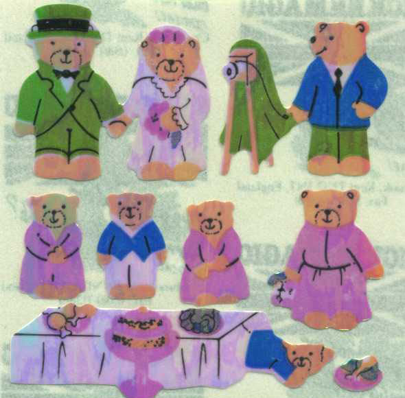 Wholesale - Roll of Pearlie Stickers - Micro Teddy Wedding