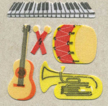 Load image into Gallery viewer, Wholesale - Roll of Furrie Stickers - Drum, Piano and Guitar