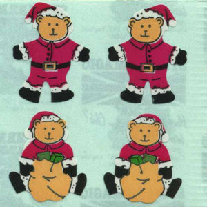 Wholesale - Pack of 12 Paper Stickers - Santa Bears