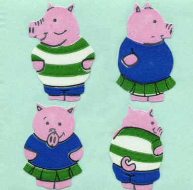 Wholesale - Roll of Paper Stickers - Boy & Girl Piggies