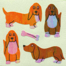 Load image into Gallery viewer, Wholesale - Pack of 12 Pearlie Stickers - Basset Hounds