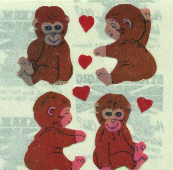 Wholesale - Roll of Pearlie Stickers - Love Chimps