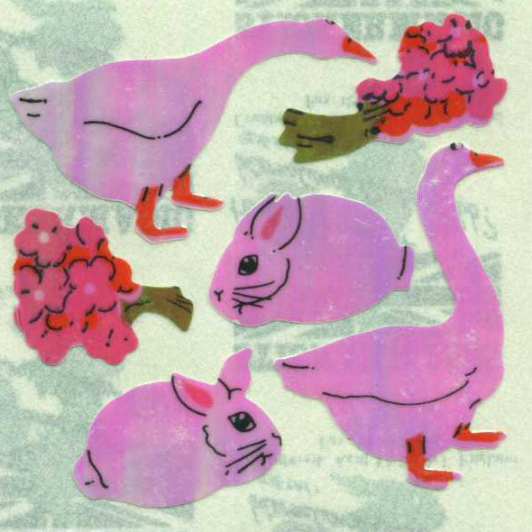 Wholesale - Roll of Pearlie Stickers - Geese & Bunny