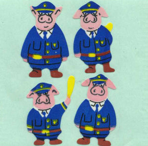 Wholesale - Pack of 12 Paper Stickers - Piggie Police