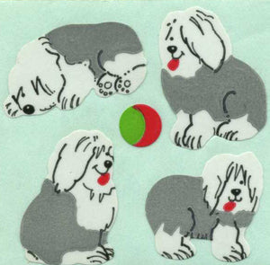 Wholesale - Roll of Paper Stickers - Sheepdog Puppies