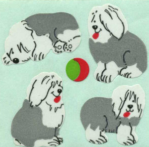 Wholesale - Pack of 12 Paper Stickers - Sheepdog Puppies