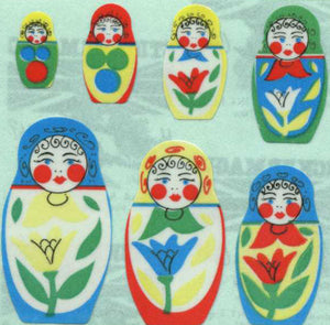 Wholesale - Pack of 12 Paper Stickers - Russian Dolls