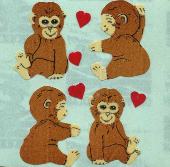 Wholesale - Roll of Paper Stickers - Love Chimps