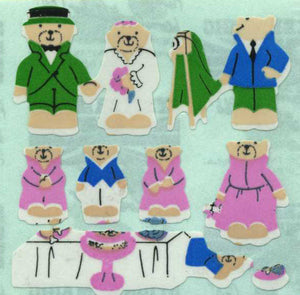 Wholesale - Pack of 12 Paper Stickers - Micro Teddy Wedding