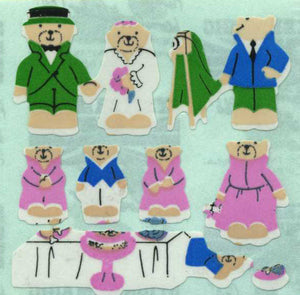 Wholesale - Roll of Paper Stickers - Micro Teddy Wedding