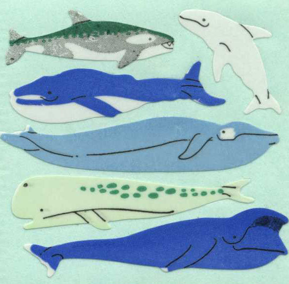 Wholesale - Roll of Paper Stickers - Micro Whales