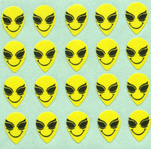 Wholesale - Pack of 12 Paper Stickers - Smiley Alien