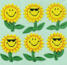 Load image into Gallery viewer, Wholesale - Pack of 12 Paper Stickers - Smiley Sunflowers