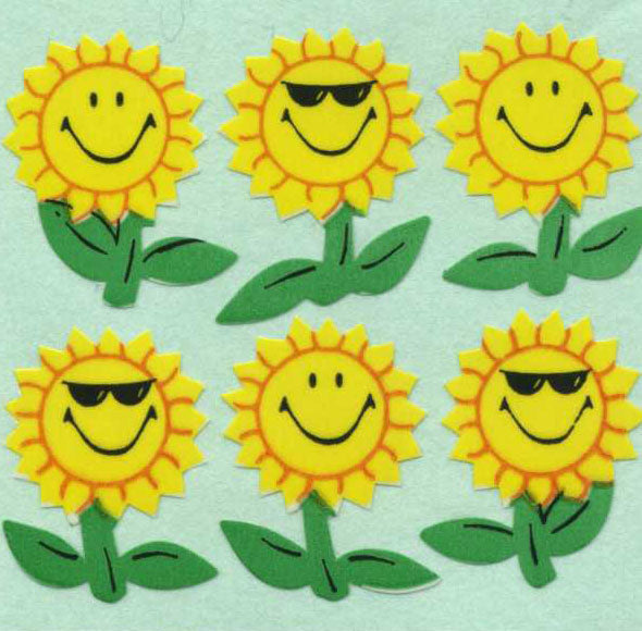 Wholesale - Roll of Paper Stickers - Smiley Sunflowers