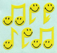 Load image into Gallery viewer, Wholesale - Pack of 12 Paper Stickers - Smiley Musical Notes