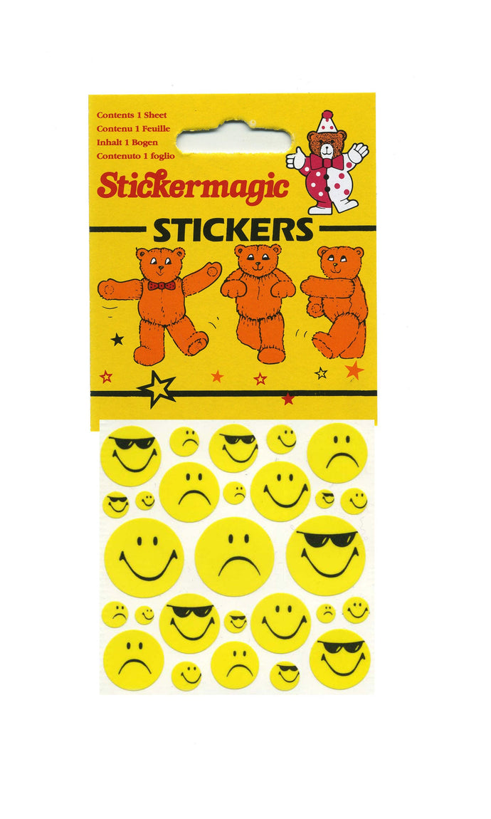 Wholesale - Pack of 12 Maxi Paper Stickers - Smiley Expressions