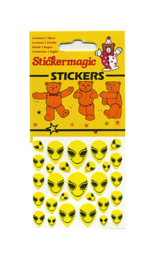 Wholesale - Pack of 12 Maxi Paper Stickers - Smiley Aliens