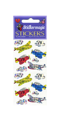 Wholesale - Pack of 12 Prismatic Stickers - Aeroplanes