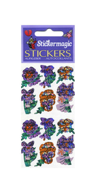 Wholesale - Pack of 12 Prismatic Stickers - Pansies