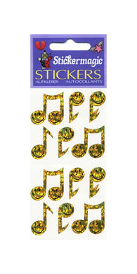 Wholesale - Pack of 12 Prismatic Stickers - Musical Note Smileys