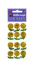 Load image into Gallery viewer, Wholesale - Pack of 12 Prismatic Stickers - Smiley Sunflowers