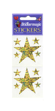 Load image into Gallery viewer, Wholesale - Pack of 12 Prismatic Stickers - 5 Gold Stars