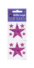 Load image into Gallery viewer, Wholesale - Pack of 12 Prismatic Stickers - 5 Pink Stars