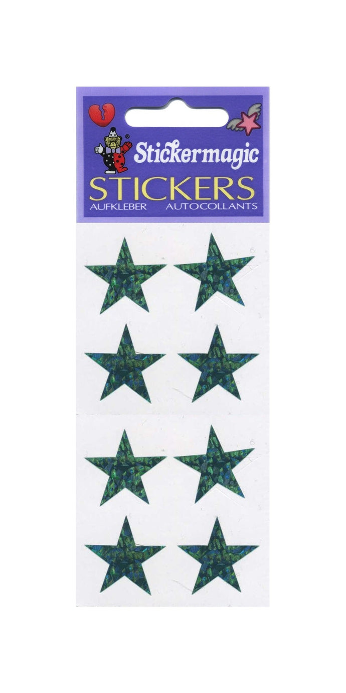 Wholesale - Pack of 12 Prismatic Stickers - 4 Green Stars