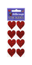 Load image into Gallery viewer, Wholesale - Pack of 12 Prismatic Stickers - 4 Hearts - Red