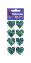 Load image into Gallery viewer, Wholesale - Pack of 12 Prismatic Stickers - 4 Turquoise Hearts