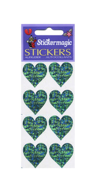 Wholesale - Pack of 12 Prismatic Stickers - 4 Turquoise Hearts