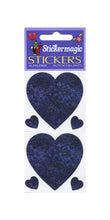 Load image into Gallery viewer, Wholesale - Pack of 12 Prismatic Stickers - 3 Lilac Hearts