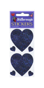 Wholesale - Pack of 12 Prismatic Stickers - 3 Lilac Hearts