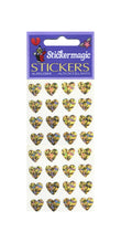 Load image into Gallery viewer, Wholesale - Pack of 12 Prismatic Stickers - Multi Gold Hearts