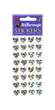 Load image into Gallery viewer, Wholesale - Pack of 12 Prismatic Stickers - Multi Silver Hearts