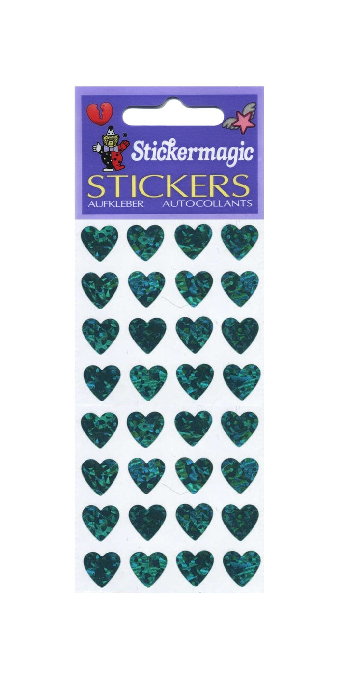 Wholesale - Pack of 12 Prismatic Stickers - Multi Turquoise Hearts